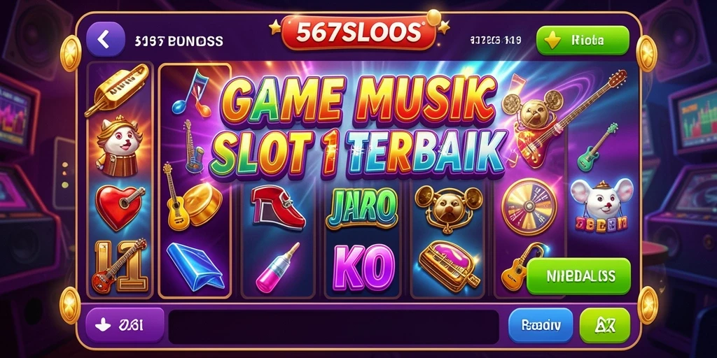 Tangkapan layar 567SLOTS menampilkan gameplay dengan latar belakang musik yang energik.