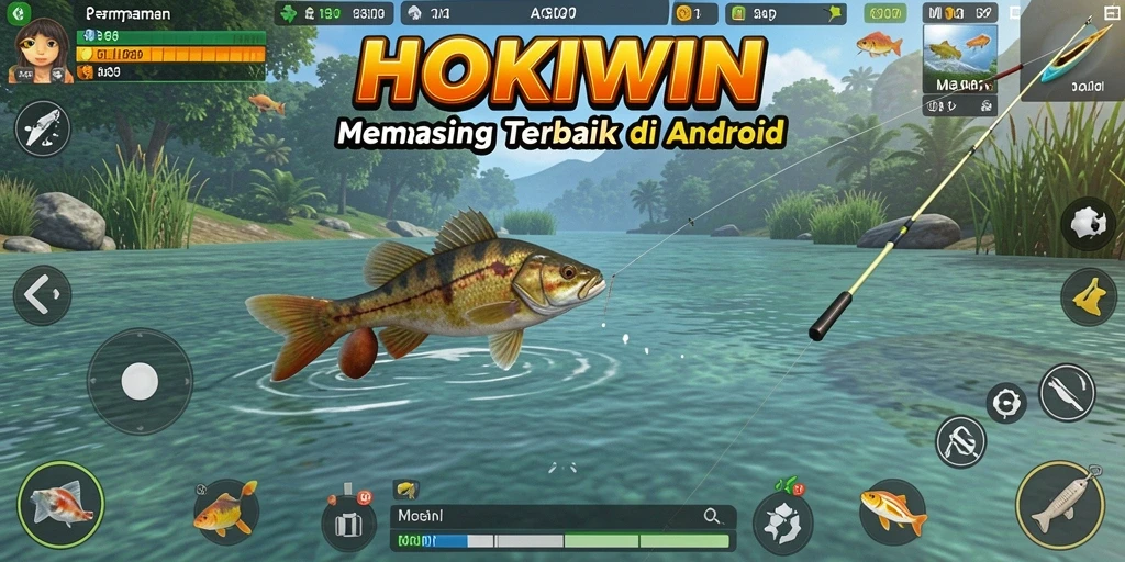 Tampilan gameplay HOKIWIN yang menarik dan penuh warna saat memancing.