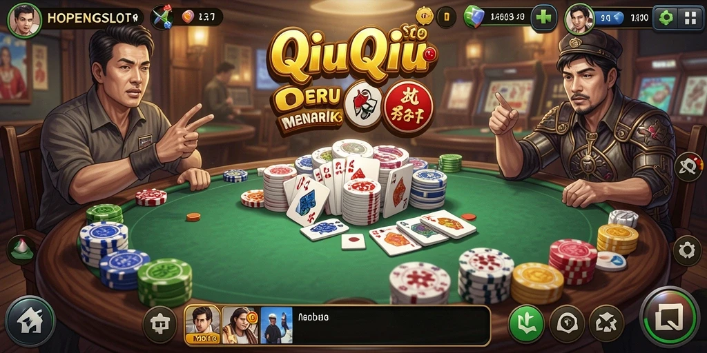 Tampilan gameplay seru HOPENGSLOT dalam permainan QiuQiu.