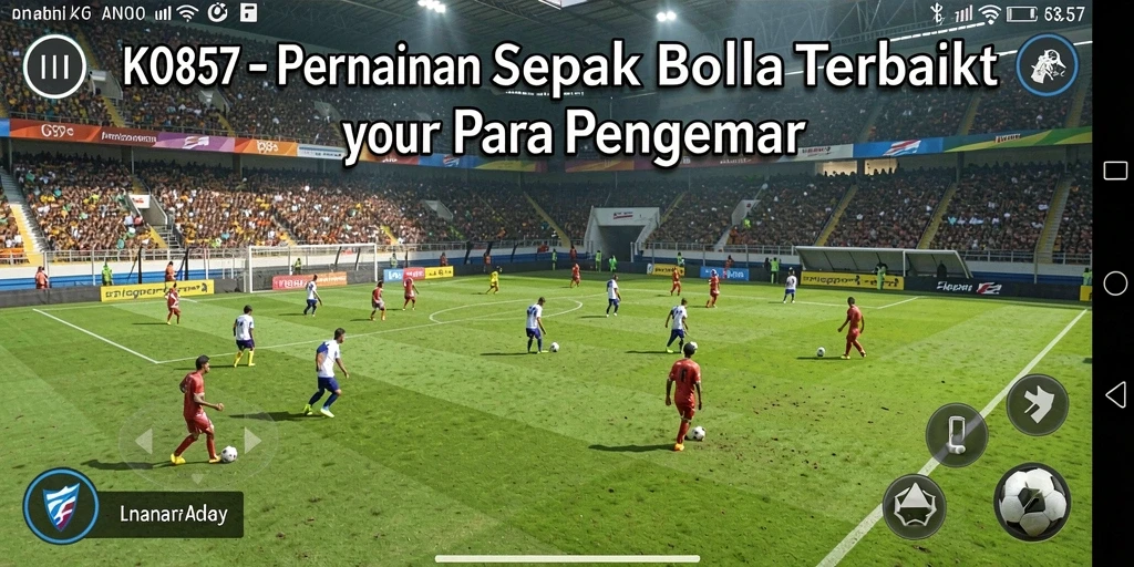 Screenshot gameplay KO857 menampilkan aksi sepak bola yang intens dan grafis yang mengesankan.