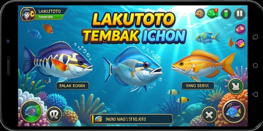 Tampilan gameplay menegangkan dalam LAKUTOTO yang menunjukkan aksi tembak ikan.