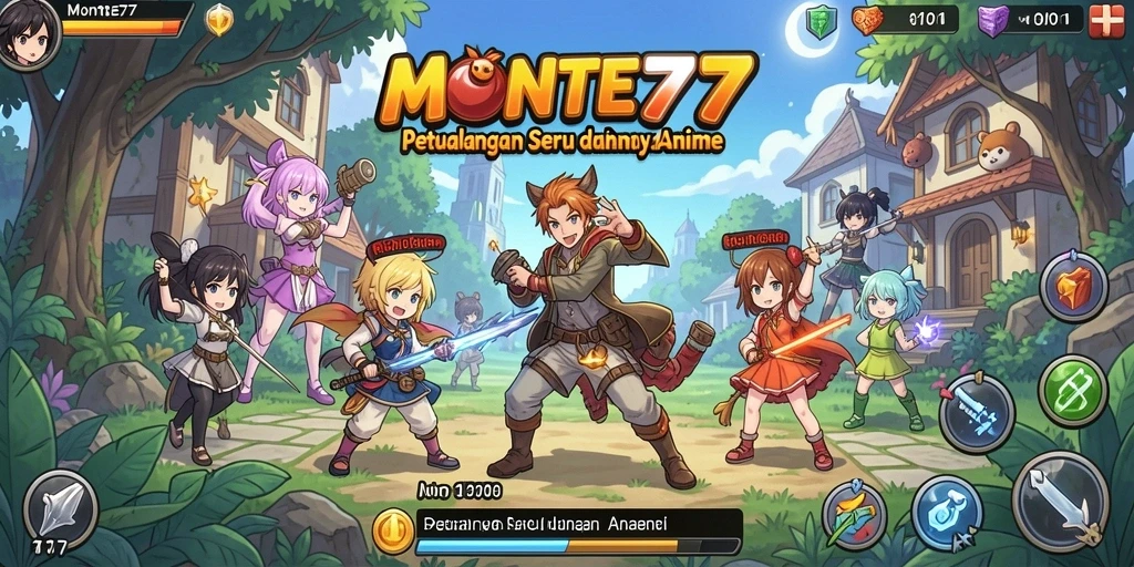 Tampilan menarik gameplay <strong>MONTE77</strong> yang menggambarkan aksi karakter anime.