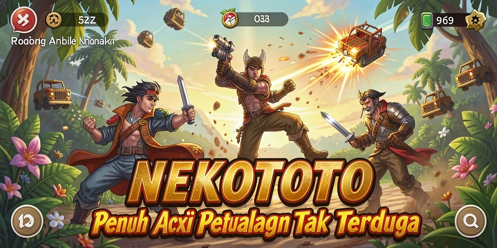 Tangkapan layar menampilkan aksi seru dalam NEKOTOTO.