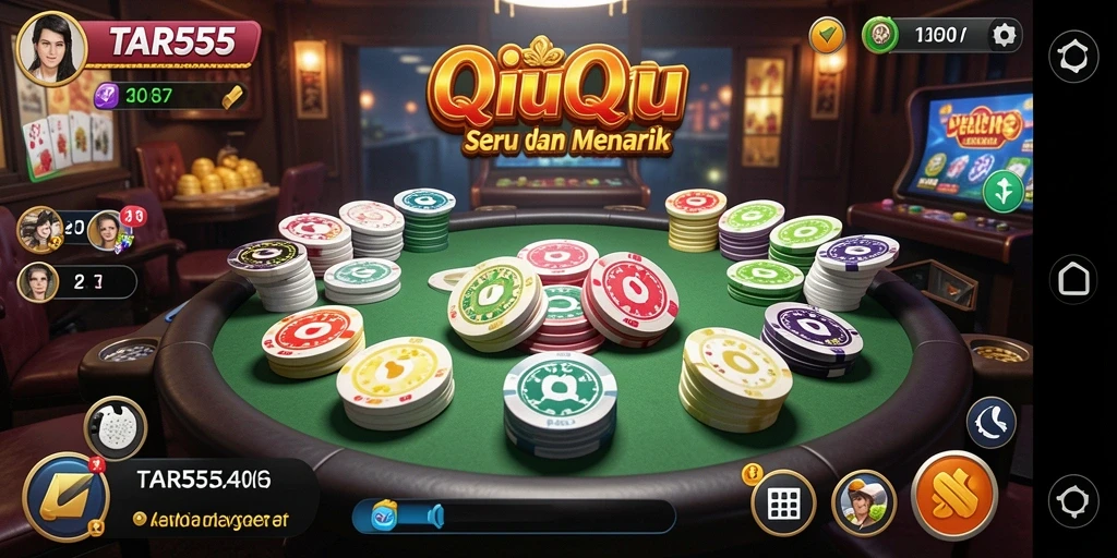 Screenshot TAR555 menunjukkan momen seru dalam permainan QiuQiu.