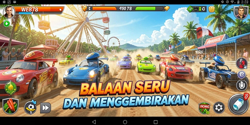 Tampilan gameplay yang mendebarkan dari balapan seru di WE878.